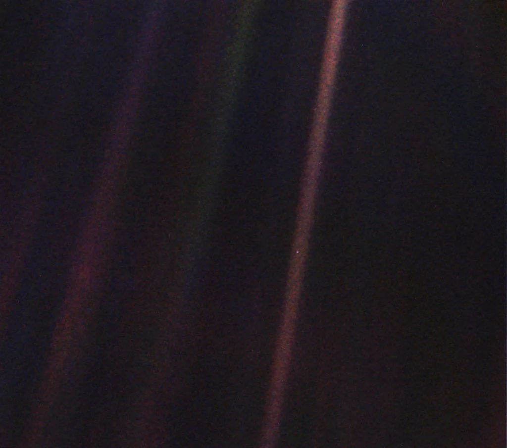 The Pale Blue Dot image taken by Voyager 1 space probe